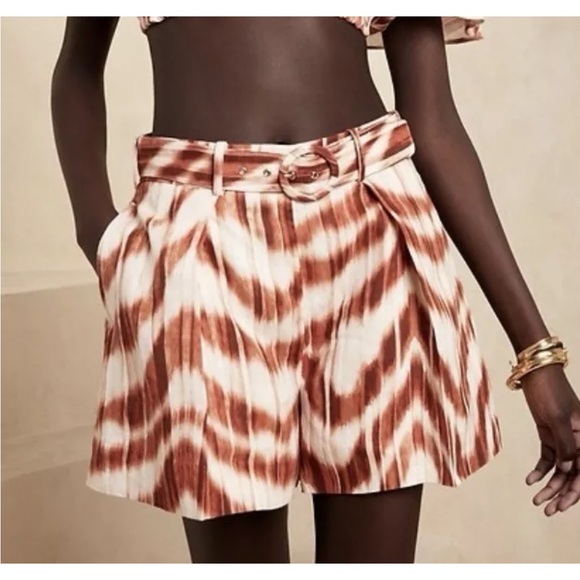 BANANA REPUBLIC Meridian Linen Shorts in Warm Zebra Size 16 - Picture 1 of 10